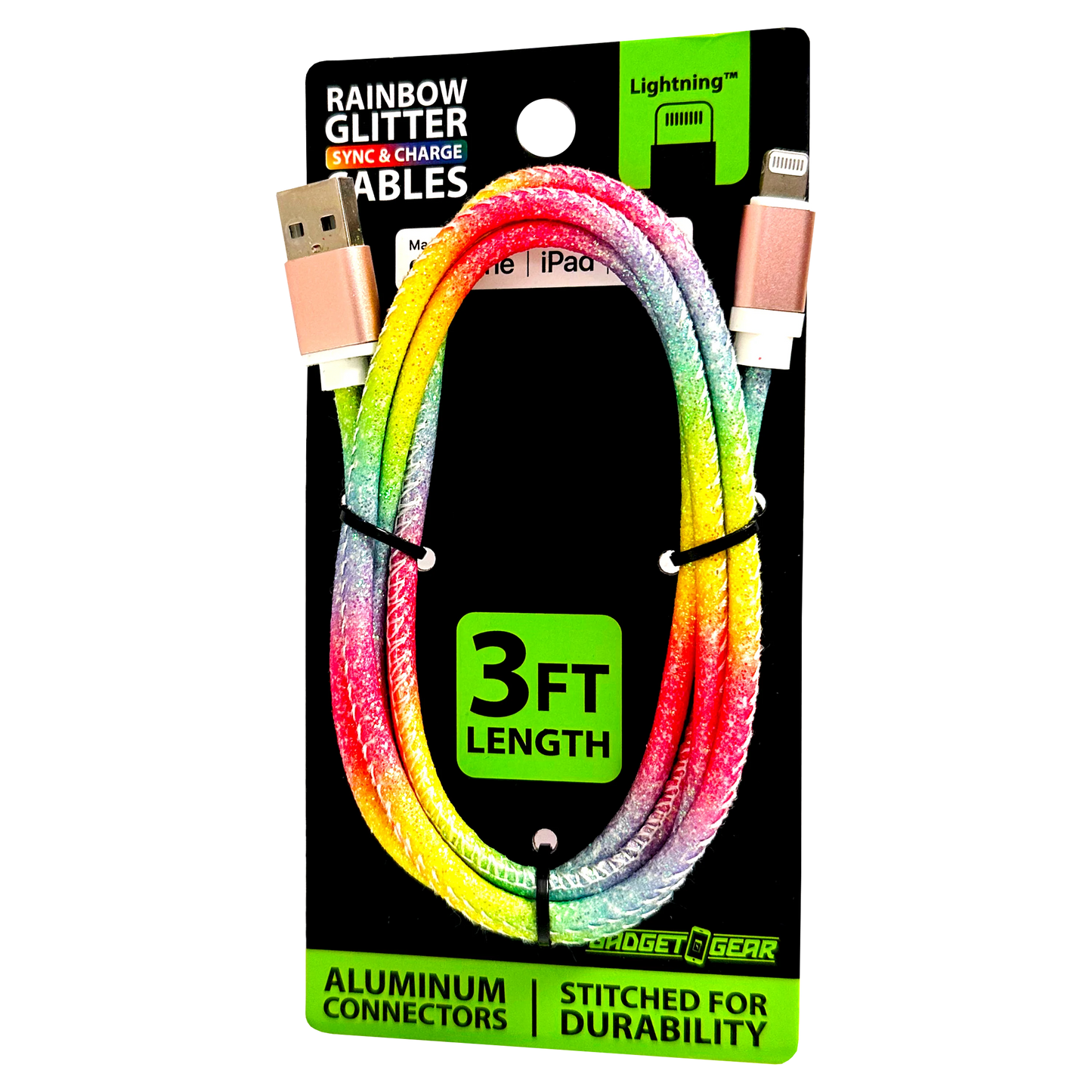 Charging Cable Rainbow Assortment 3FT - 12 Pieces Per Retail Ready Display 88456