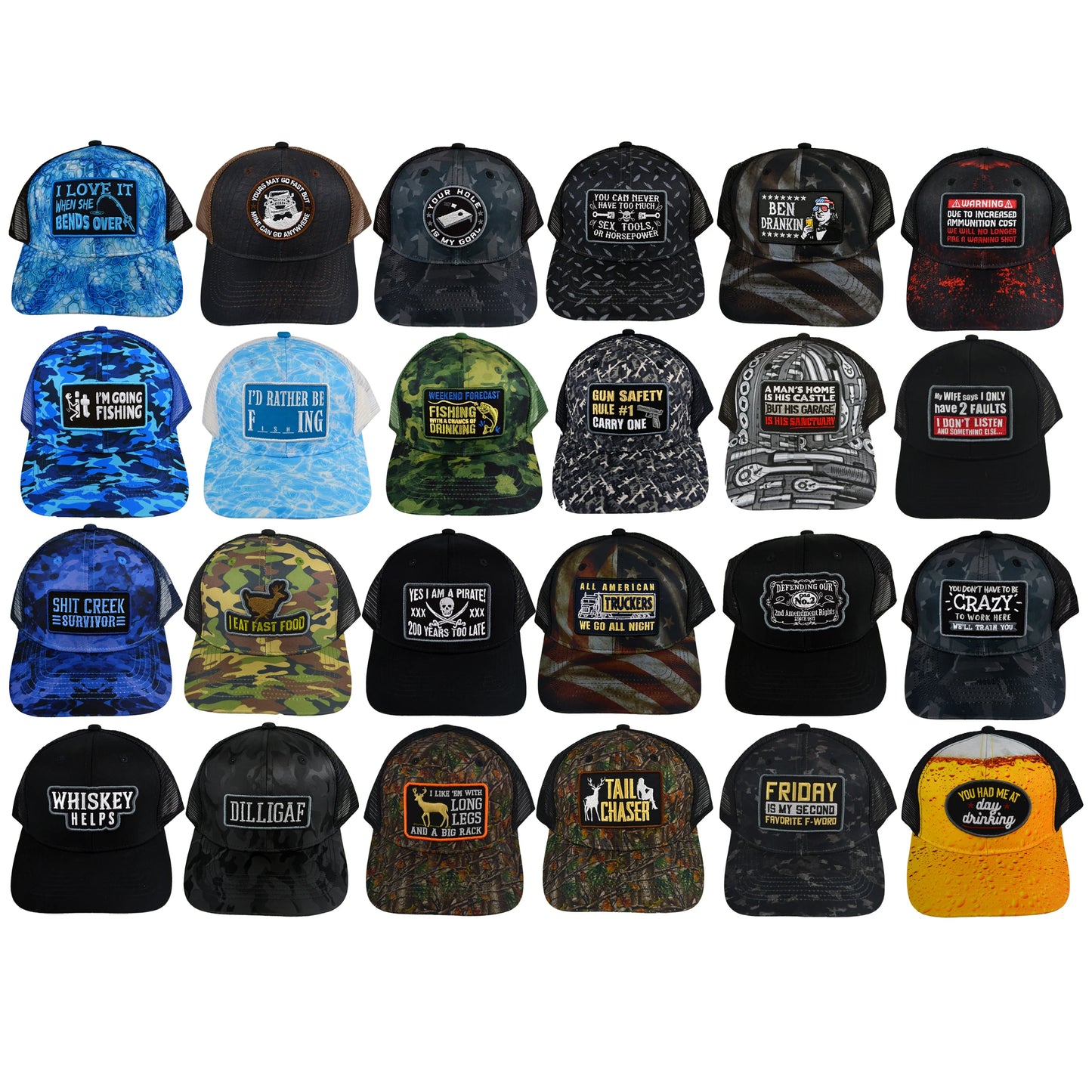 Trucker Hat Ball Cap Assortment Clip Strip - 12 Pieces Per Pack 23219L