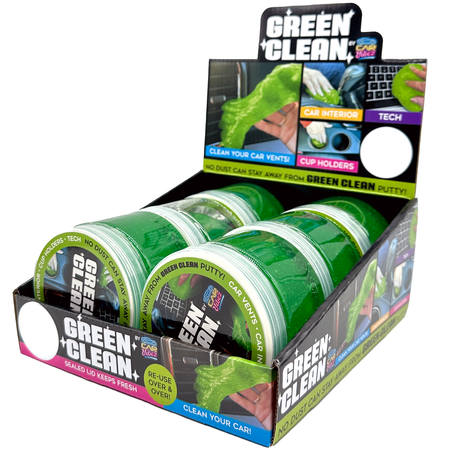 Car Putty Green Clean Car & Technology Slime- 6 Pieces Per Retail Ready Display 23718