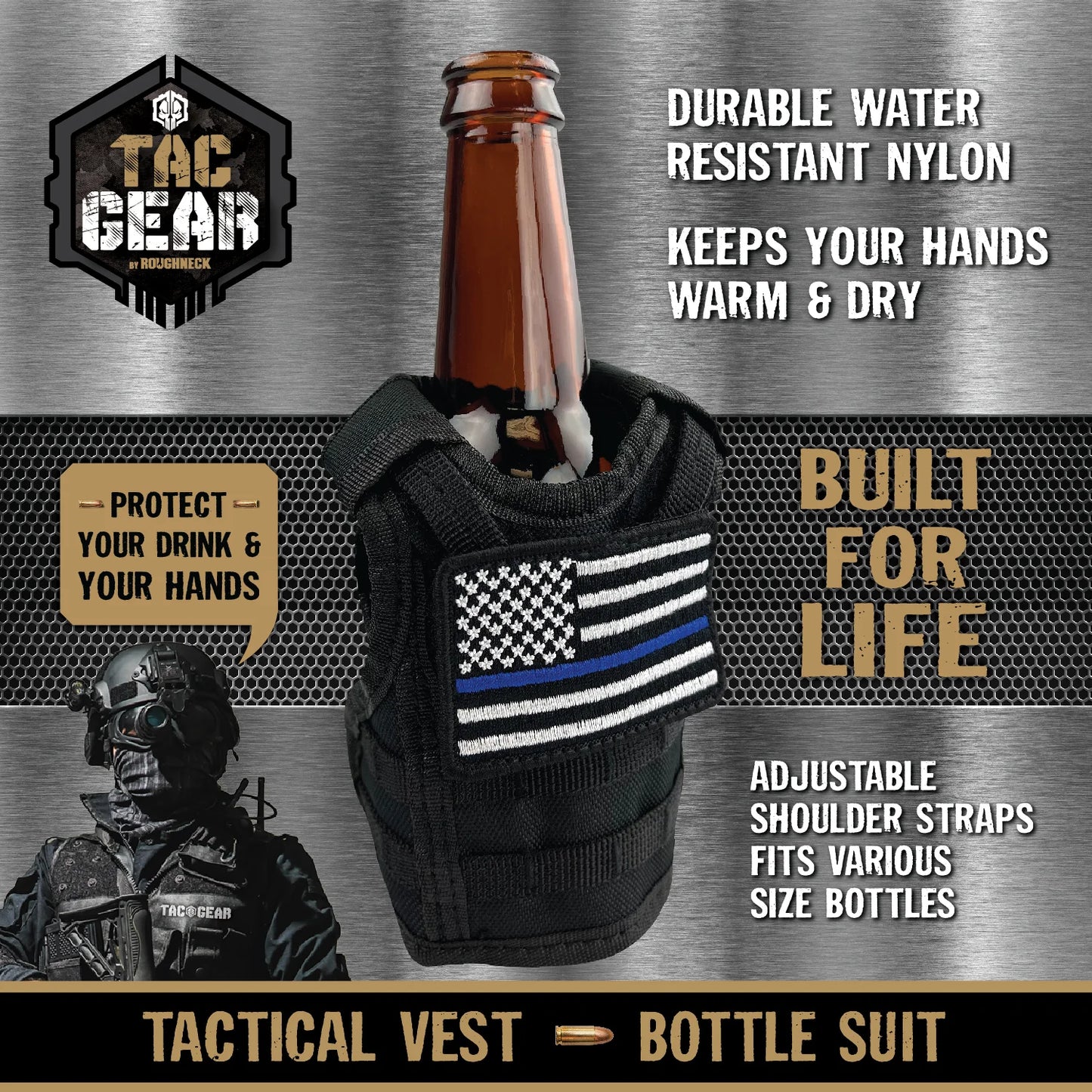 MOLLE Insulated Bottle Suit with Patch - 6 Pieces Per Retail Ready Display 23758