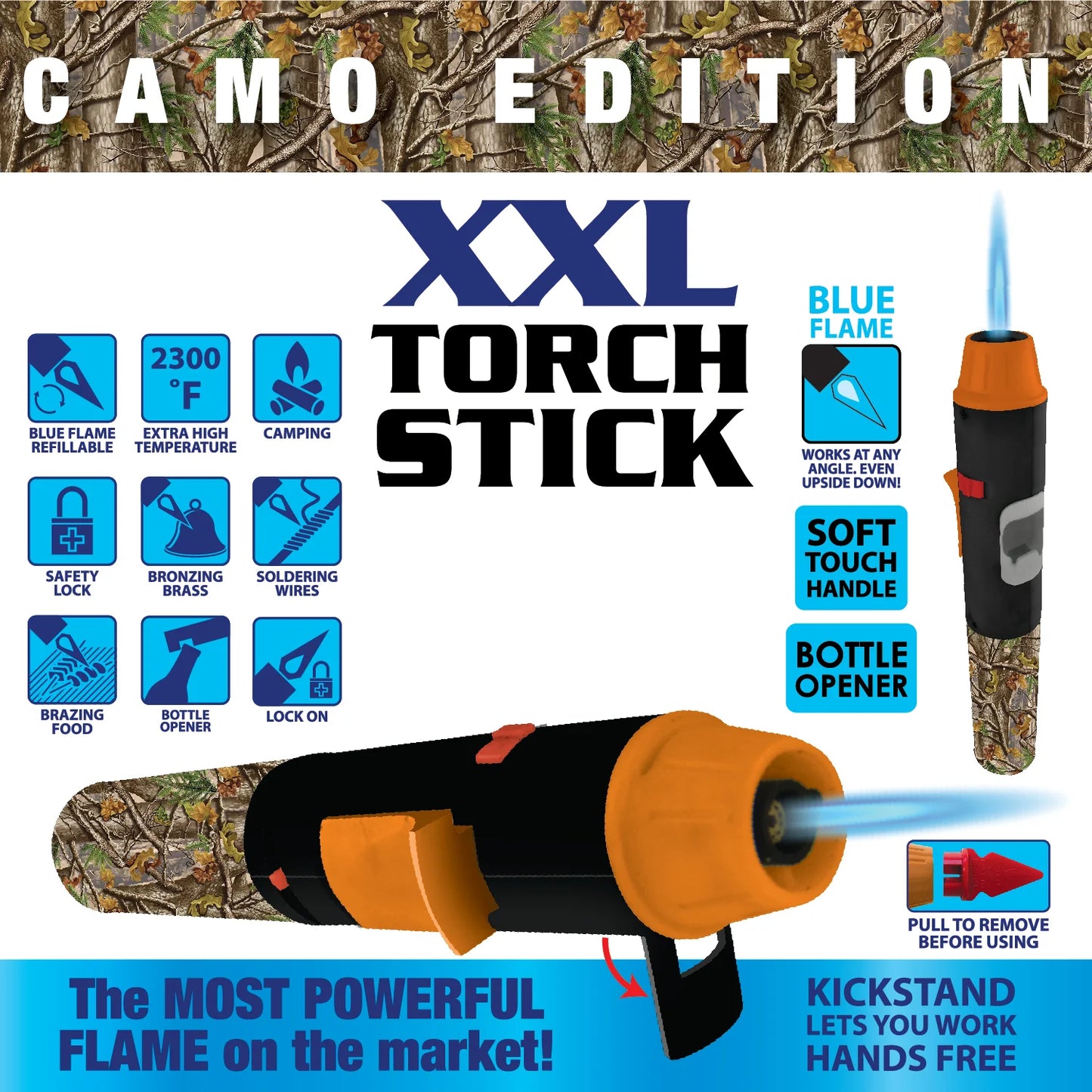 Camo Torch Stick Lighter - 12 Pieces Per Retail Ready Display 23978