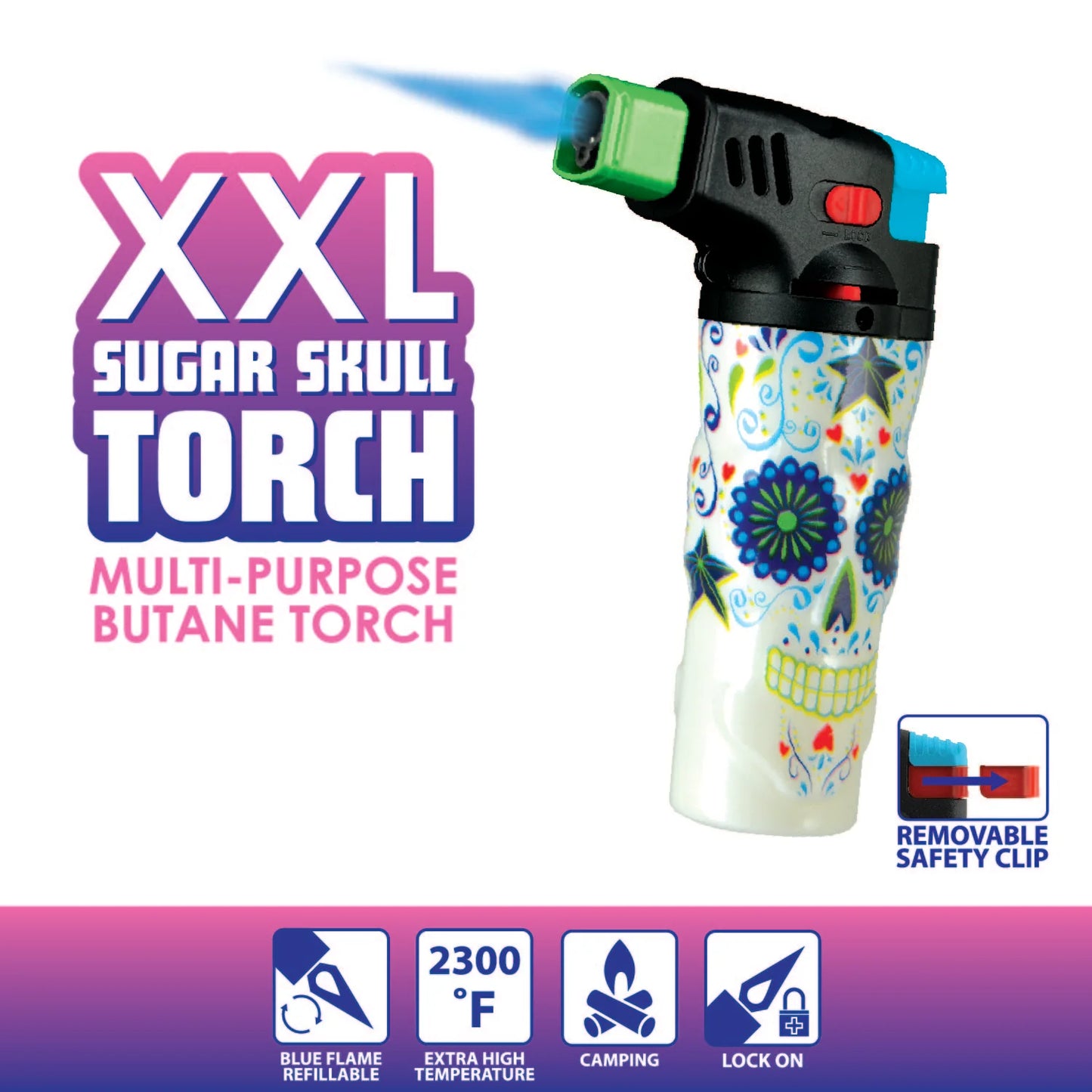 Molded Skull XXL Torch Lighter - 12 Pieces Per Retail Ready Display 24622