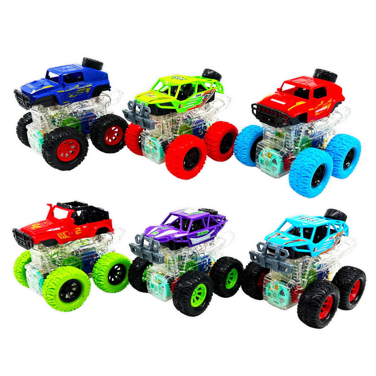 Friction Toy Car Light Up Jumbo Assortment - 6 Pieces Per Display 25030