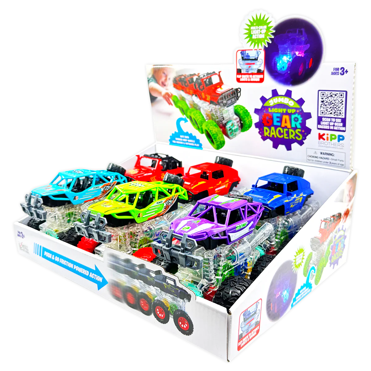 Friction Toy Car Light Up Jumbo Assortment - 6 Pieces Per Display 25030