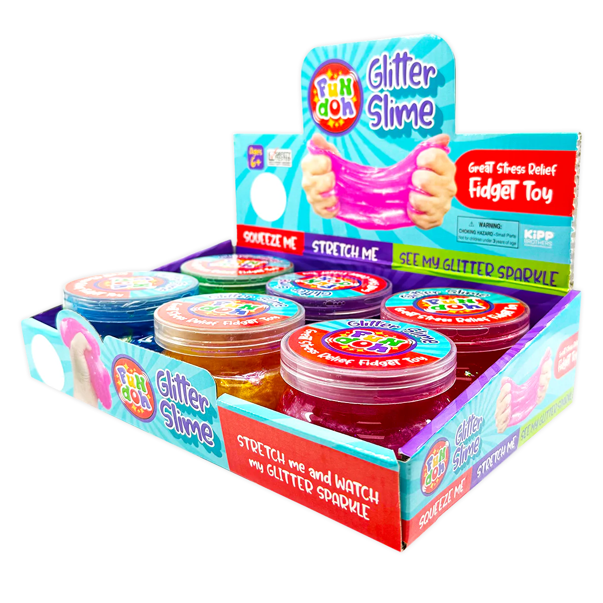 Fun Doh Glitter Slime - 6 Pieces Per Retail Ready Display 25034