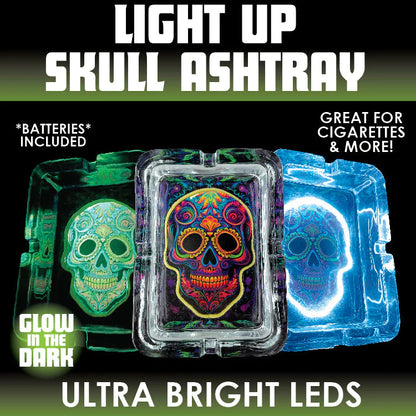 Light-Up Skull Glass Ashtray - 6 Per Retail Ready Display 25121