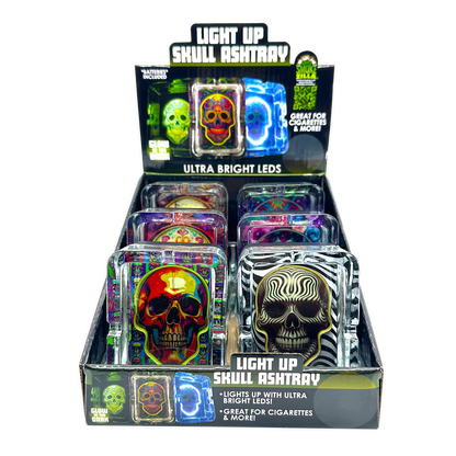 Light-Up Skull Glass Ashtray - 6 Per Retail Ready Display 25121