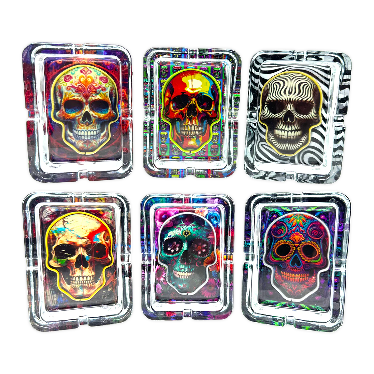 Light-Up Skull Glass Ashtray - 6 Per Retail Ready Display 25121