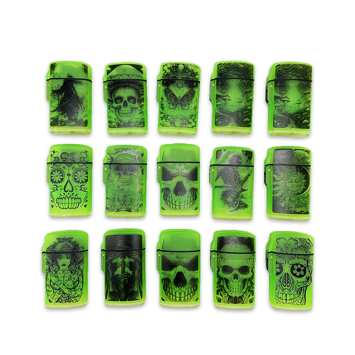 Glow in The Dark Flip Top Lighter - 15 Pieces Per Retail Ready Display 25125