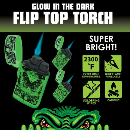 Glow in The Dark Flip Top Lighter - 15 Pieces Per Retail Ready Display 25125