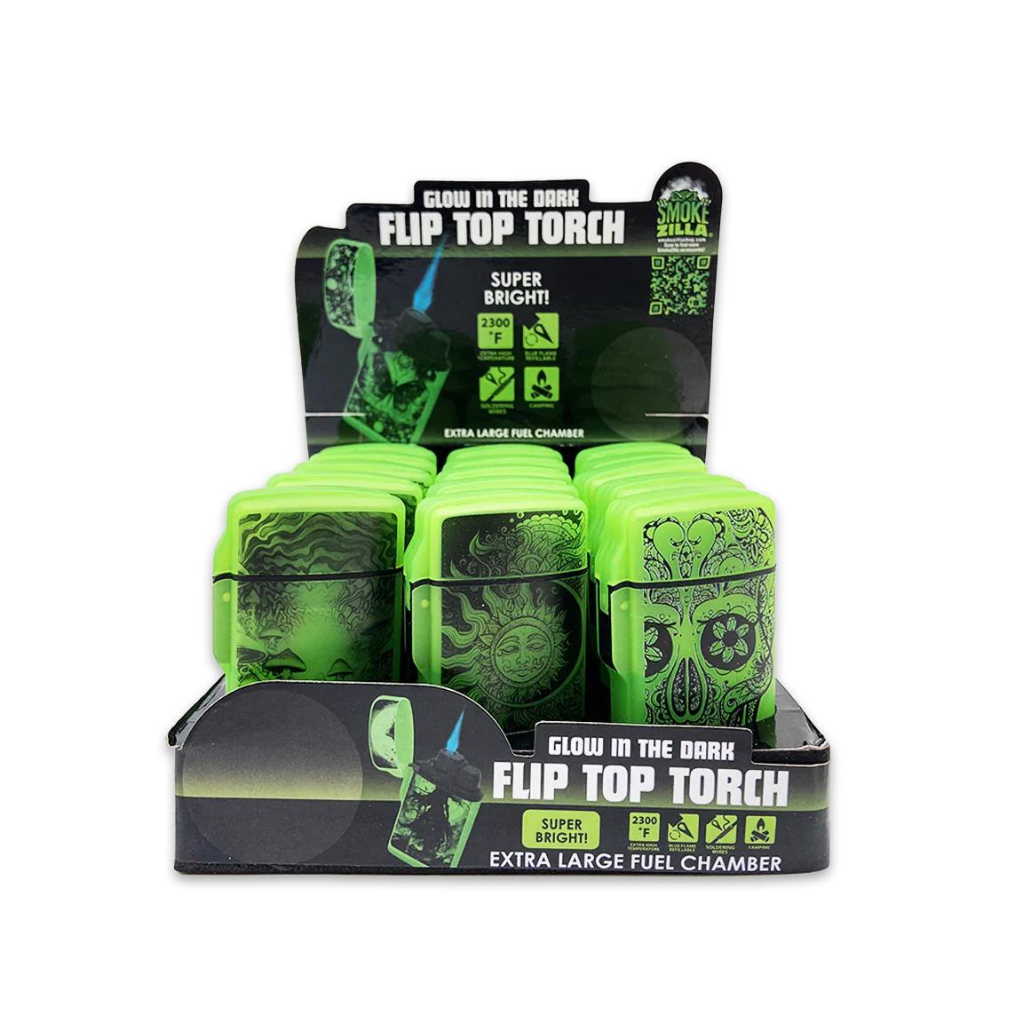 Glow in The Dark Flip Top Lighter - 15 Pieces Per Retail Ready Display 25125