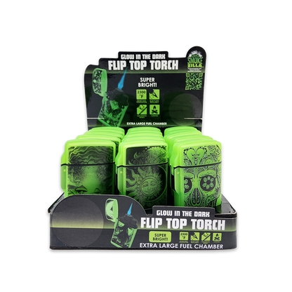 Glow in The Dark Flip Top Lighter - 15 Pieces Per Retail Ready Display 25125