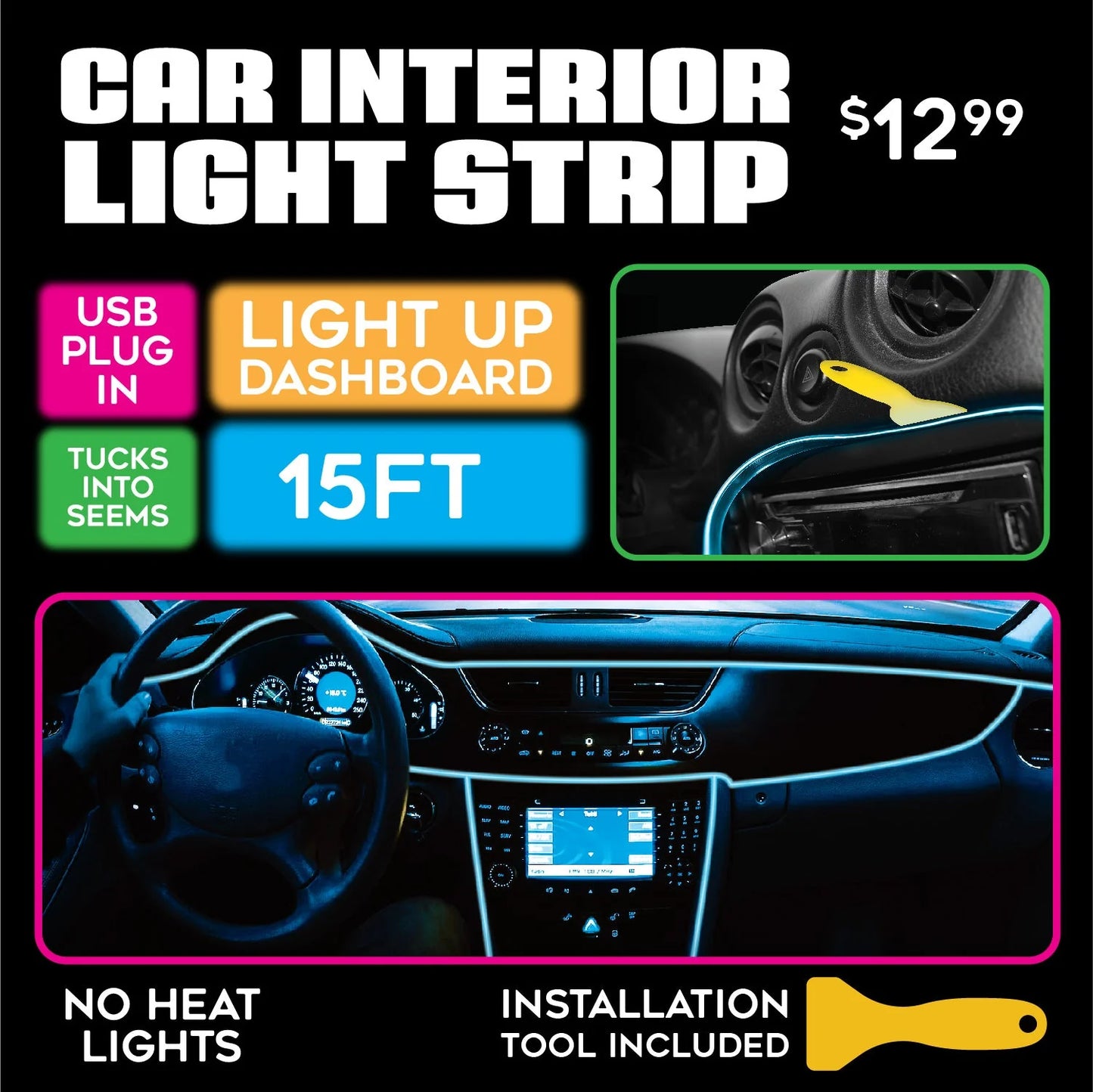 Car Lighting and Auto Accessories Assortment Merchandising Strip - 22 Pieces Per Retail Ready Display 88663