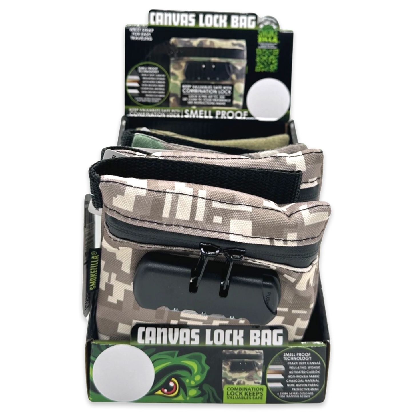 Smell Proof Canvas Locking Storage Bag - 6 Pieces Per Retail Ready Display 23700