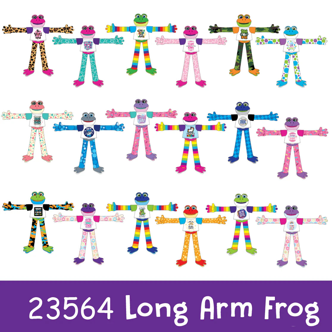 Plush Long Arm Frog Merchandising Strip - 6 Pieces Per Retail Ready Display 23564L