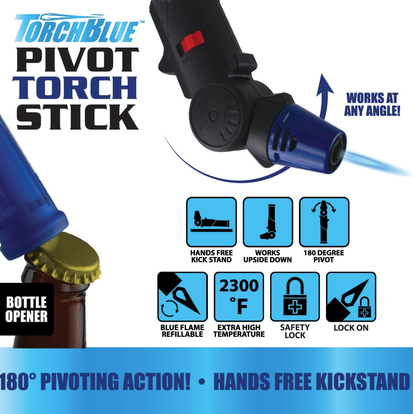 Pivot Head Torch Stick Lighter with Merchandising Strip- 6 Pieces Per Retail Ready Display 41553